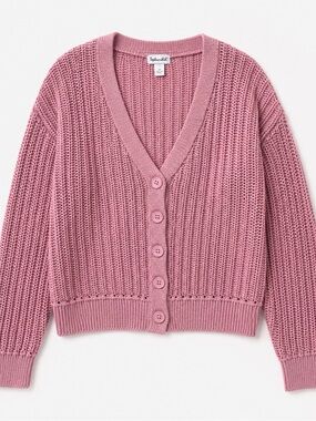 Splendid Rose Pink Cropped Button Knit Cardigan